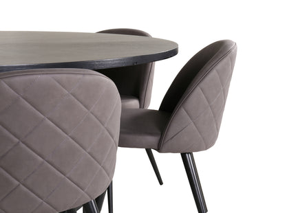 Furniture Fashion & Venture Home Copenhagen & Velvet Runda Matbord ⌀140 Svart + Matstolar 2-pack Grå