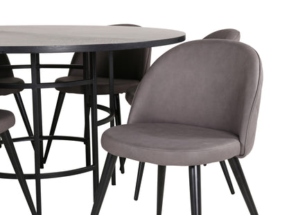 Furniture Fashion & Venture Home Copenhagen & Velvet Runda Matbord ⌀140 Svart + Matstolar 2-pack Grå