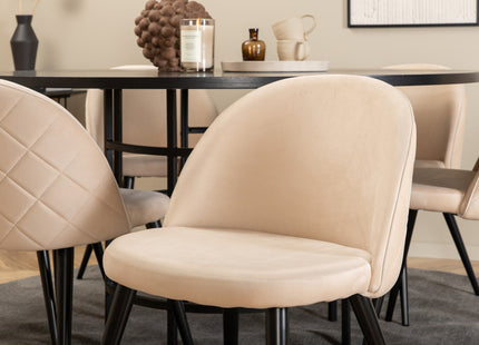 Furniture Fashion & Venture Home Copenhagen & Velvet Runda Matbord ⌀140 Svart + Matstolar 2-pack Beige
