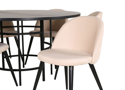 Furniture Fashion & Venture Home Copenhagen & Velvet Runda Matbord ⌀140 Svart + Matstolar 2-pack Beige