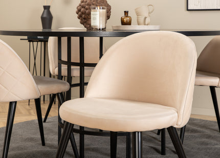 Furniture Fashion & Venture Home Copenhagen & Velvet Runda Matbord ⌀140 Svart + Matstolar 2-pack Beige