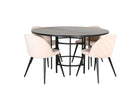 Furniture Fashion & Venture Home Copenhagen & Velvet Runda Matbord ⌀140 Svart + Matstolar 2-pack Beige