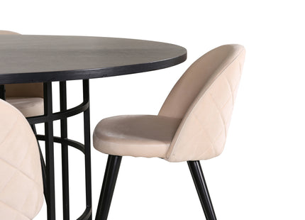 Furniture Fashion & Venture Home Copenhagen & Velvet Runda Matbord ⌀140 Svart + Matstolar 2-pack Beige