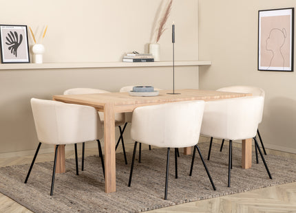 Vind & Venture Home Slider & Berit Rektangulära Matbord 170 x 95 Whitewash + Matstolar Beige