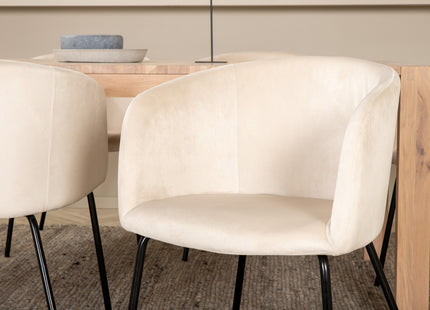 Vind & Venture Home Slider & Berit Rektangulära Matbord 170 x 95 Whitewash + Matstolar Beige