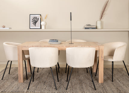 Vind & Venture Home Slider & Berit Rektangulära Matbord 170 x 95 Whitewash + Matstolar Beige