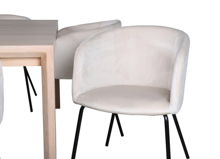 Vind & Venture Home Slider & Berit Rektangulära Matbord 170 x 95 Whitewash + Matstolar Beige
