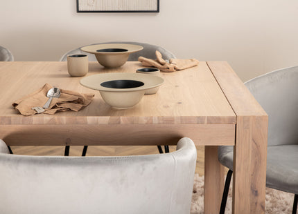 Vind & Venture Home Slider & Berit Rektangulära Matbord 170 x 95 Whitewash + Matstolar Grå