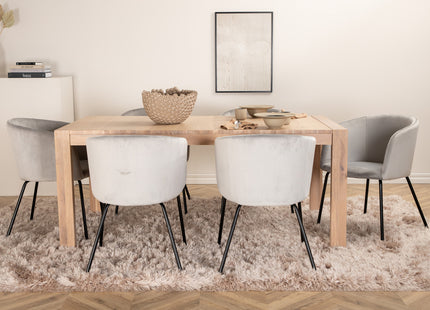 Vind & Venture Home Slider & Berit Rektangulära Matbord 170 x 95 Whitewash + Matstolar Grå