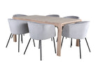 Vind & Venture Home Slider & Berit Rektangulära Matbord 170 x 95 Whitewash + Matstolar Grå
