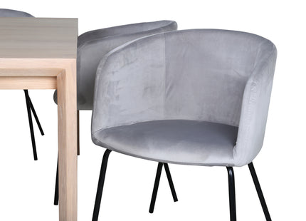 Vind & Venture Home Slider & Berit Rektangulära Matbord 170 x 95 Whitewash + Matstolar Grå