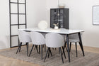 Venture Home Jimmy & Velvet Rektangulära Matbord 195 x 90 Vit + Matstolar 2-pack Grå