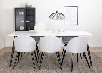 Venture Home Jimmy & Velvet Rektangulära Matbord 195 x 90 Vit + Matstolar 2-pack Grå