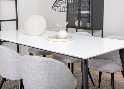 Venture Home Jimmy & Velvet Rektangulära Matbord 195 x 90 Vit + Matstolar 2-pack Grå