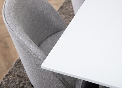 Venture Home Jimmy & Velvet Rektangulära Matbord 195 x 90 Vit + Matstolar 2-pack Grå