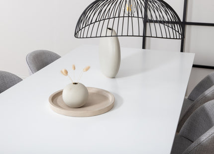 Venture Home Jimmy & Velvet Rektangulära Matbord 195 x 90 Vit + Matstolar 2-pack Grå