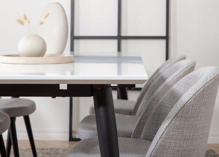 Venture Home Jimmy & Velvet Rektangulära Matbord 195 x 90 Vit + Matstolar 2-pack Grå