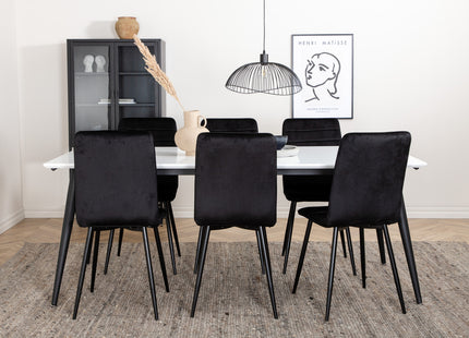 Venture Home Jimmy & Windu Rektangulära Matbord 195 x 90 Vit + Matstolar 2-pack Svart
