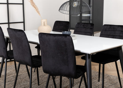 Venture Home Jimmy & Windu Rektangulära Matbord 195 x 90 Vit + Matstolar 2-pack Svart