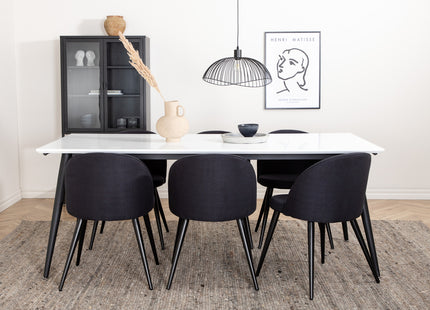 Venture Home Jimmy & Velvet Rektangulära Matbord 195 x 90 Vit + Matstolar 2-pack Svart