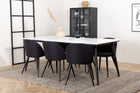 Venture Home Jimmy & Velvet Rektangulära Matbord 195 x 90 Vit + Matstolar 2-pack Svart