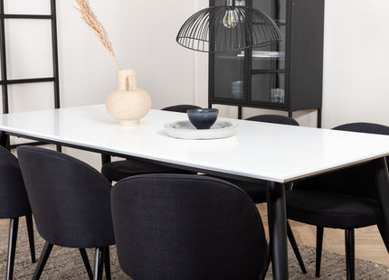 Venture Home Jimmy & Velvet Rektangulära Matbord 195 x 90 Vit + Matstolar 2-pack Svart