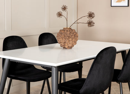 Venture Home Jimmy & Polar Rektangulära Matbord 150 x 90 Vit + Matstolar 2-pack Svart