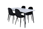 Venture Home Jimmy & Polar Rektangulära Matbord 150 x 90 Vit + Matstolar 2-pack Svart