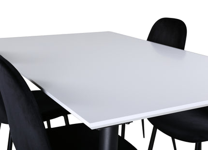 Venture Home Jimmy & Polar Rektangulära Matbord 150 x 90 Vit + Matstolar 2-pack Svart