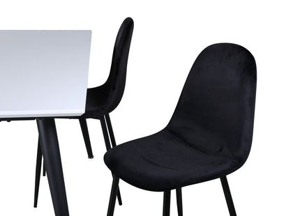 Venture Home Jimmy & Polar Rektangulära Matbord 150 x 90 Vit + Matstolar 2-pack Svart