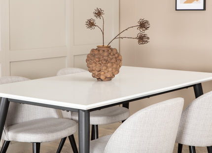 Venture Home Jimmy & Velvet Rektangulära Matbord 150 x 90 Vit + Matstolar 2-pack Grå