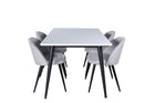 Venture Home Jimmy & Velvet Rektangulära Matbord 150 x 90 Vit + Matstolar 2-pack Grå