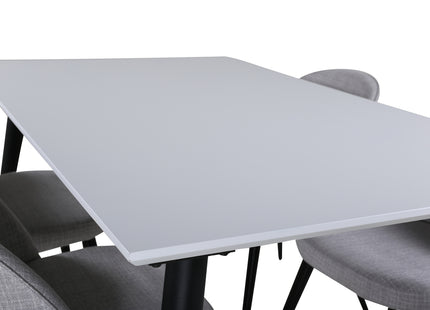 Venture Home Jimmy & Velvet Rektangulära Matbord 150 x 90 Vit + Matstolar 2-pack Grå