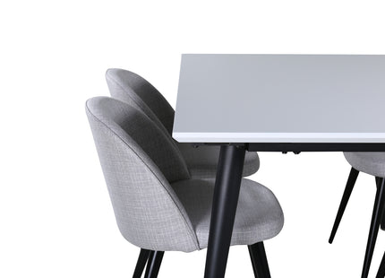 Venture Home Jimmy & Velvet Rektangulära Matbord 150 x 90 Vit + Matstolar 2-pack Grå