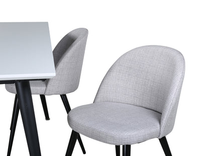 Venture Home Jimmy & Velvet Rektangulära Matbord 150 x 90 Vit + Matstolar 2-pack Grå