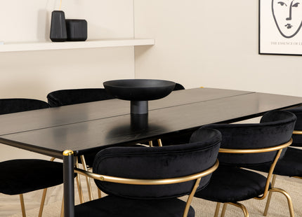Venture Home Arrow & Pelle Matstolar 2-pack Svart + Rektangulära Matbord 190 x 90 Svart