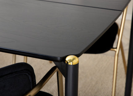 Venture Home Arrow & Pelle Matstolar 2-pack Svart + Rektangulära Matbord 190 x 90 Svart