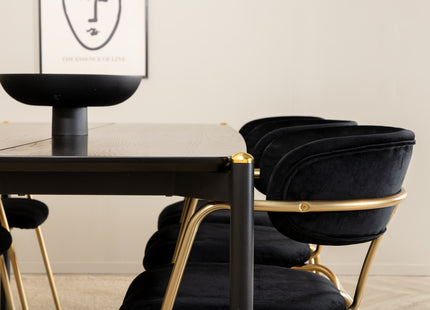 Venture Home Arrow & Pelle Matstolar 2-pack Svart + Rektangulära Matbord 190 x 90 Svart