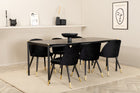 Venture Home Pelle & Velvet Rektangulära Matbord 190 x 90 Svart + Matstolar 2-pack Svart