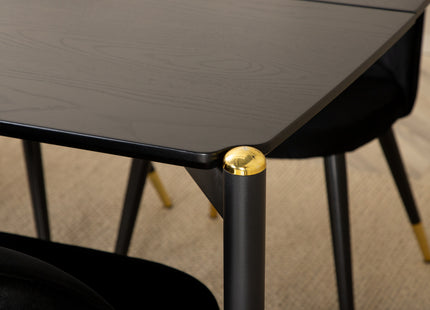 Venture Home Pelle & Velvet Rektangulära Matbord 190 x 90 Svart + Matstolar 2-pack Svart