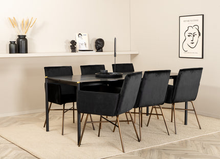 Venture Home Pelle & Petra Rektangulära Matbord 190 x 90 Svart + Matstolar Svart