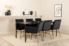 Venture Home Pelle & Petra Rektangulära Matbord 190 x 90 Svart + Matstolar Svart