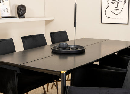 Venture Home Pelle & Petra Rektangulära Matbord 190 x 90 Svart + Matstolar Svart