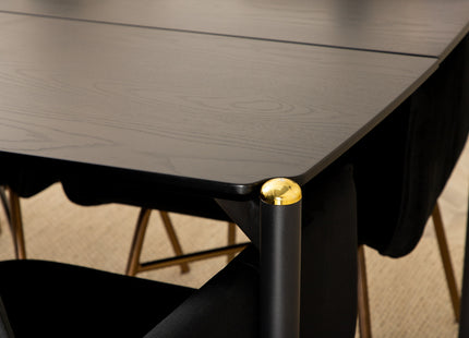 Venture Home Pelle & Petra Rektangulära Matbord 190 x 90 Svart + Matstolar Svart