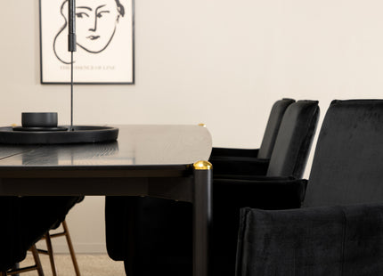 Venture Home Pelle & Petra Rektangulära Matbord 190 x 90 Svart + Matstolar Svart