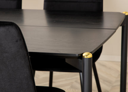 Venture Home Pelle & Windu Rektangulära Matbord 190 x 90 Svart + Matstolar 2-pack Svart