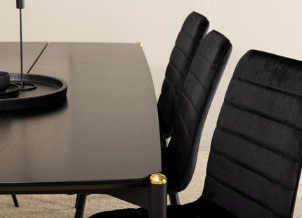 Venture Home Pelle & Windu Rektangulära Matbord 190 x 90 Svart + Matstolar 2-pack Svart