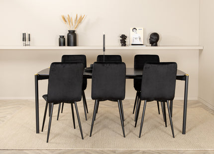 Venture Home Pelle & Windu Rektangulära Matbord 190 x 90 Svart + Matstolar 2-pack Svart