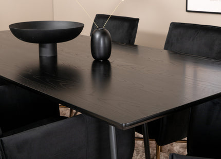Venture Home Petra Rektangulära Matbord 190 x 90 Svart + Matstolar Svart