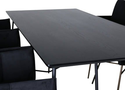 Venture Home Petra Rektangulära Matbord 190 x 90 Svart + Matstolar Svart